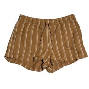 Volcom Shorts XS Women's Tan White Drawstring Flowy Striped